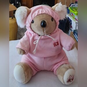 NWOT Vintage SCB Koala Bear With Pink Hoodie Plush Stuffed  15" BENIFITS CHARITY